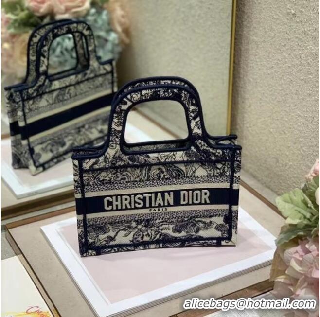 Best Price MINI DIOR BOOK TOTE Embroidery S5475Z Blue