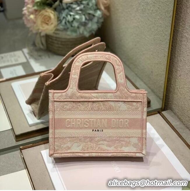 Buy New Cheap MINI DIOR BOOK TOTE Embroidery S5475Z Pink