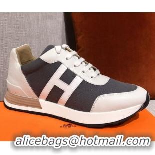  Unique Style Hermes Avantage Leather Sneakers 040970 White/Grey