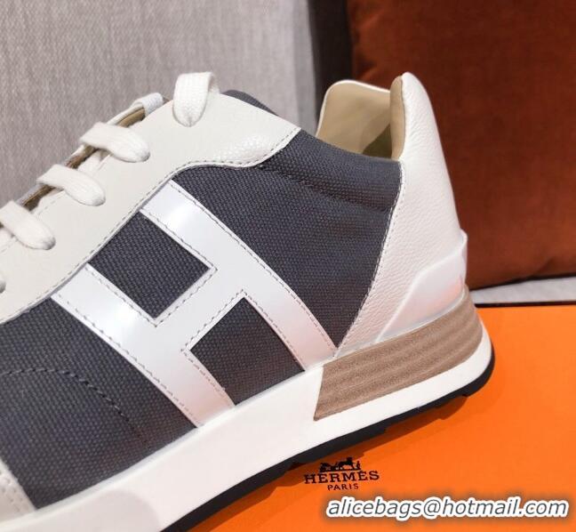  Unique Style Hermes Avantage Leather Sneakers 040970 White/Grey