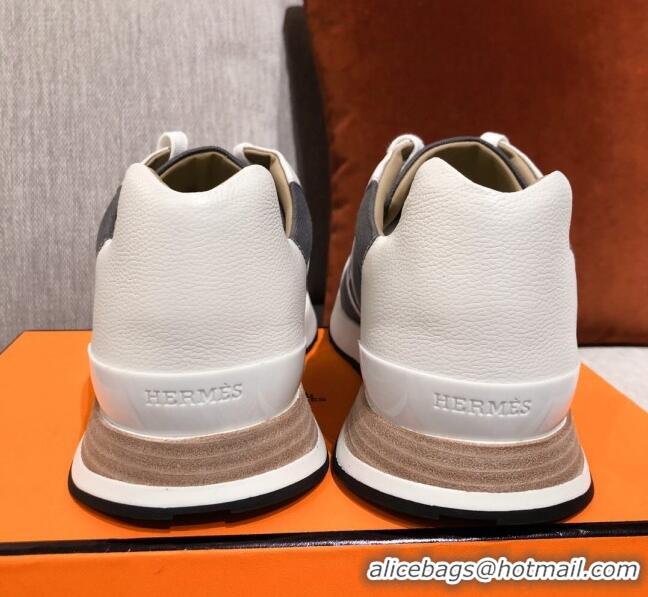  Unique Style Hermes Avantage Leather Sneakers 040970 White/Grey