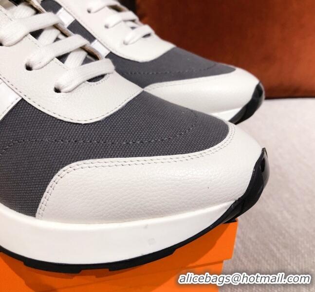  Unique Style Hermes Avantage Leather Sneakers 040970 White/Grey