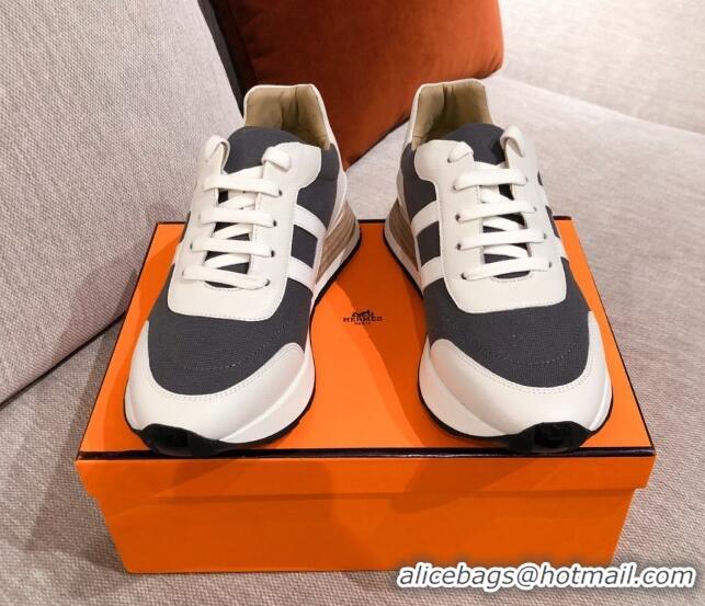  Unique Style Hermes Avantage Leather Sneakers 040970 White/Grey