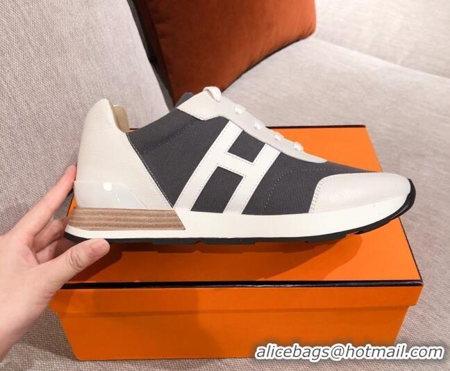  Unique Style Hermes Avantage Leather Sneakers 040970 White/Grey