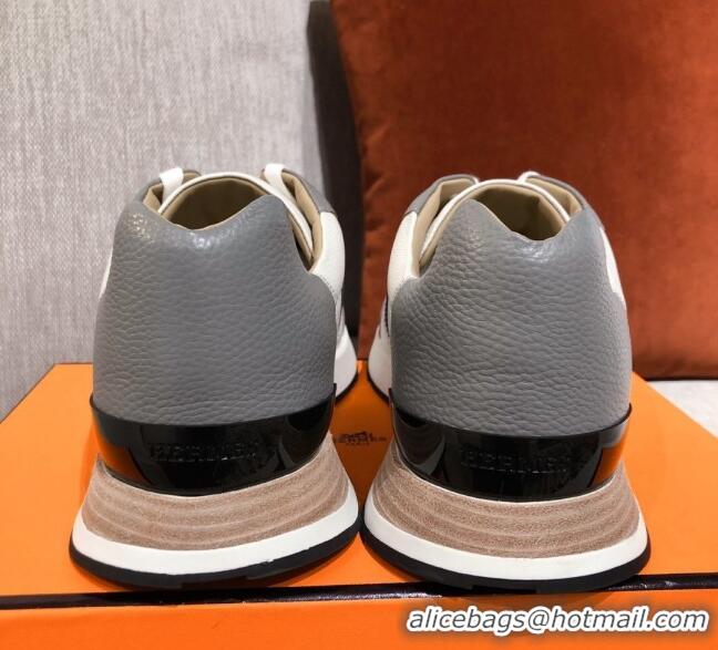 Pretty Style Hermes Avantage Leather Sneakers 040972 White/Grey