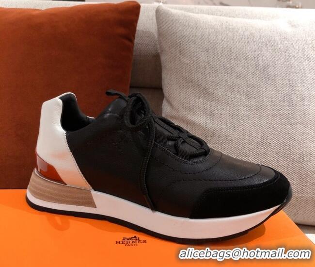 Luxury Cheap Hermes Patchwork Sneakers 042841 Black