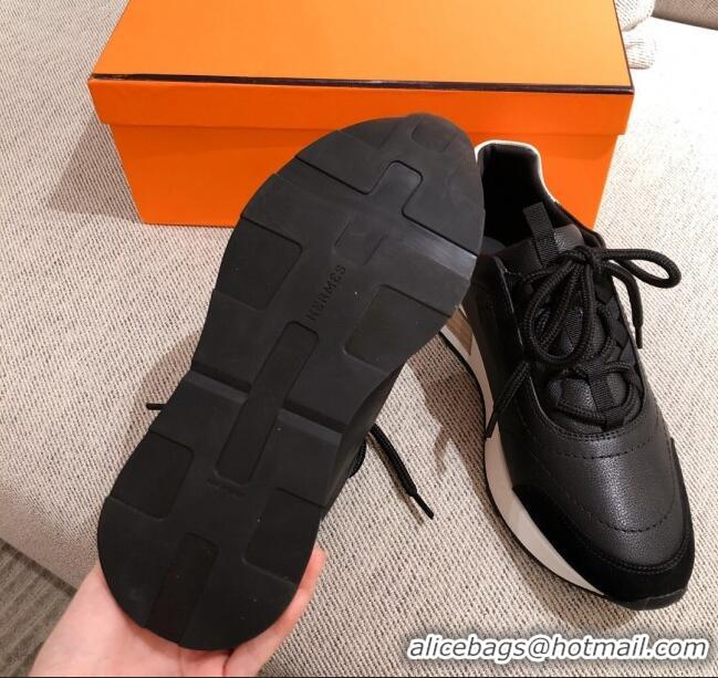 Luxury Cheap Hermes Patchwork Sneakers 042841 Black