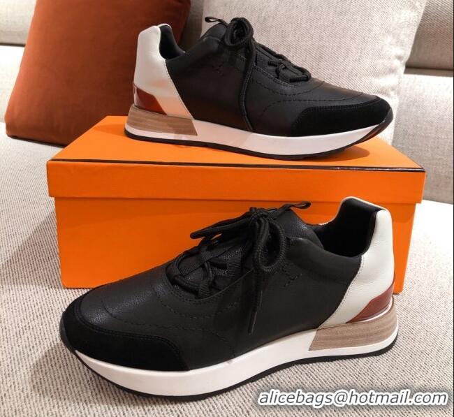 Luxury Cheap Hermes Patchwork Sneakers 042841 Black