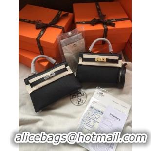 Top Quality Hermes Kelly 19cm Shoulder Bags Epsom Leather KL19 Black