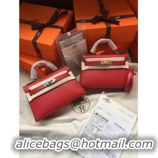 Shop Grade Hermes Kelly 19cm Shoulder Bags Epsom Leather KL19 Red