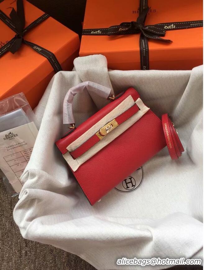 Shop Grade Hermes Kelly 19cm Shoulder Bags Epsom Leather KL19 Red