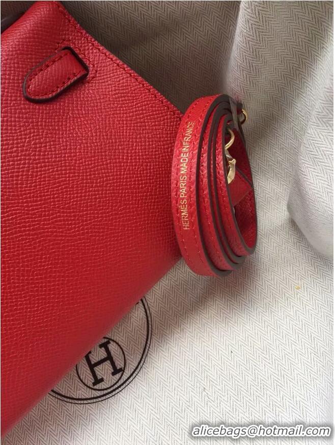 Shop Grade Hermes Kelly 19cm Shoulder Bags Epsom Leather KL19 Red