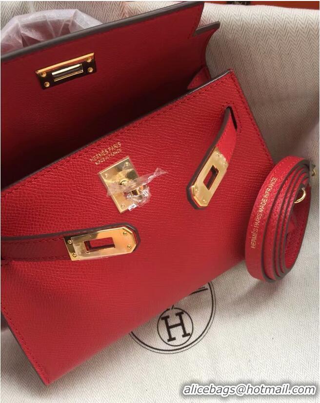 Shop Grade Hermes Kelly 19cm Shoulder Bags Epsom Leather KL19 Red