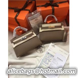 Good Quality Hermes Kelly 19cm Shoulder Bags Epsom Leather KL19 dark grey