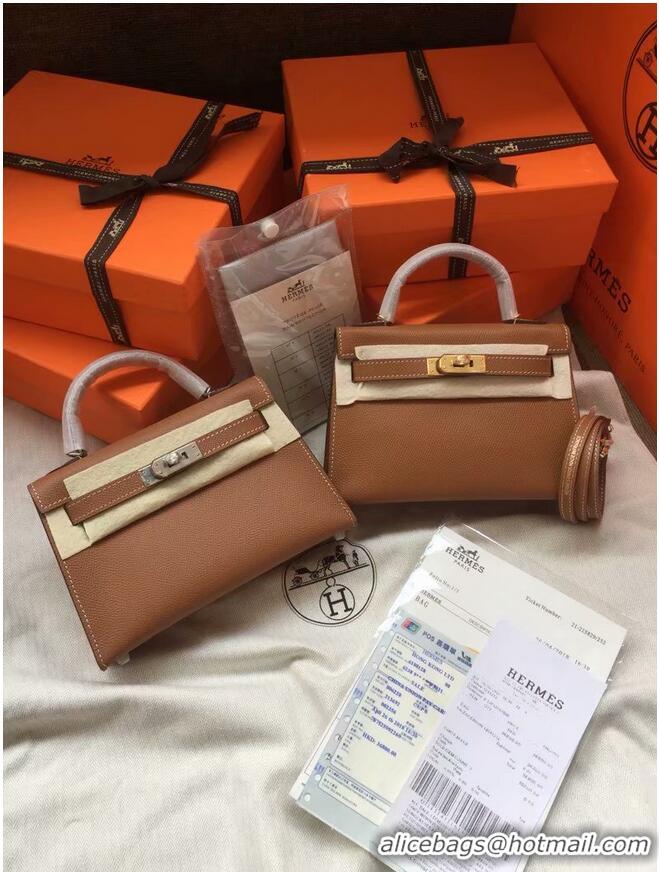 Shop Cheap Hermes Kelly 19cm Shoulder Bags Epsom Leather KL19 brown