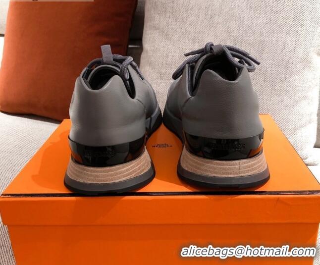 Cute Hermes Patchwork Sneakers 042841 Grey