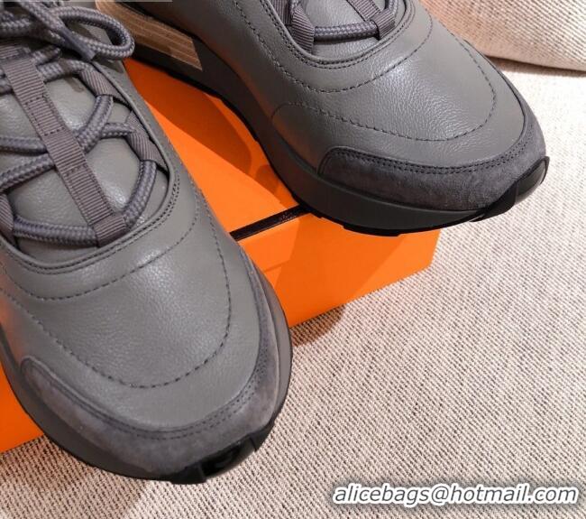 Cute Hermes Patchwork Sneakers 042841 Grey