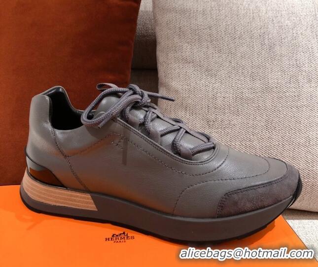 Cute Hermes Patchwork Sneakers 042841 Grey