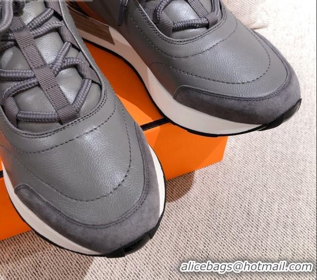 Top Grade Hermes Patchwork Sneakers 042841 Grey