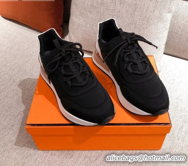 Super Quality Hermes Patchwork Canvas Sneakers 042849 Black