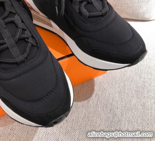 Super Quality Hermes Patchwork Canvas Sneakers 042849 Black