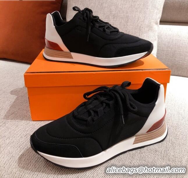 Super Quality Hermes Patchwork Canvas Sneakers 042849 Black