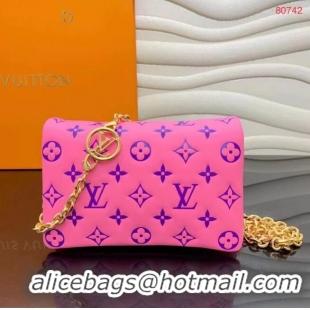 Classic Louis Vuitton Monogram Empreinte POCHETTE COUSSIN M80745 Pink & Purple