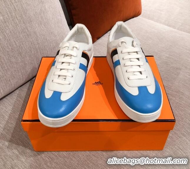 Cute Hermes Boomerang Calfskin Sneakers 042854 Blue 2021