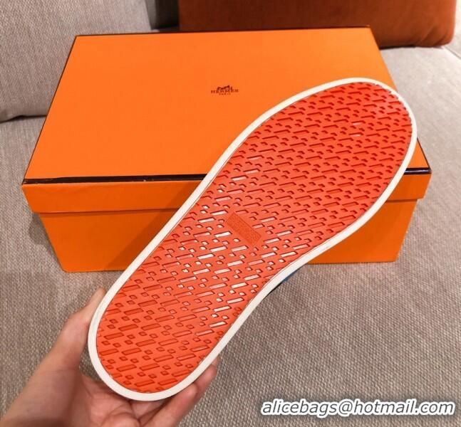 Cute Hermes Boomerang Calfskin Sneakers 042854 Blue 2021