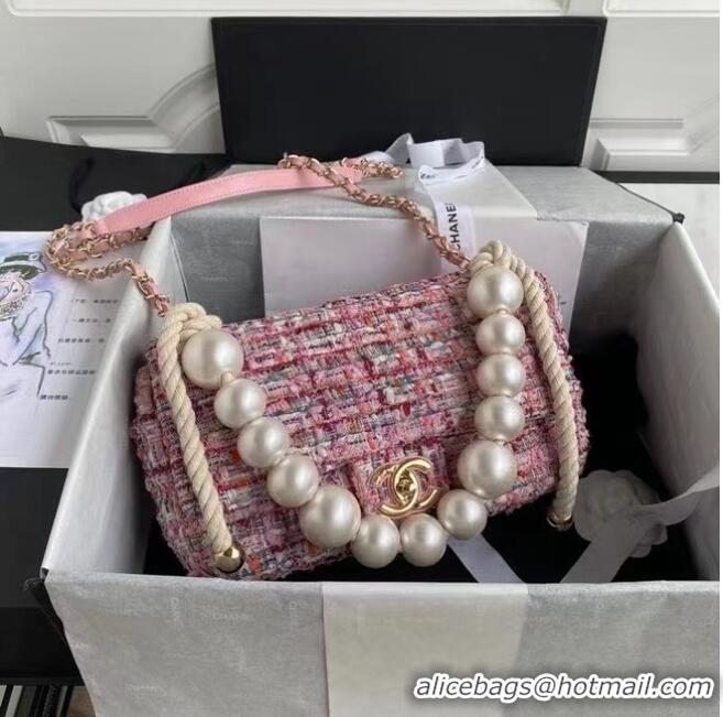 Reasonable Price Chanel Flap Bag Tweed 19SS Pink