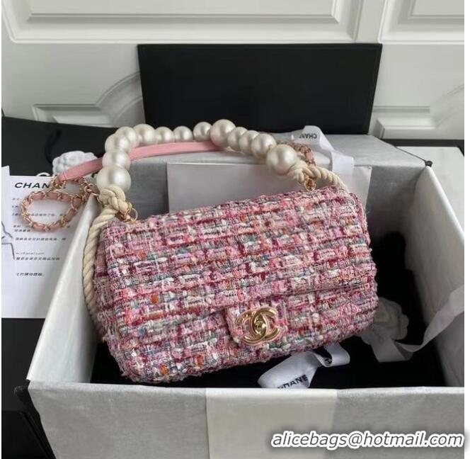 Reasonable Price Chanel Flap Bag Tweed 19SS Pink