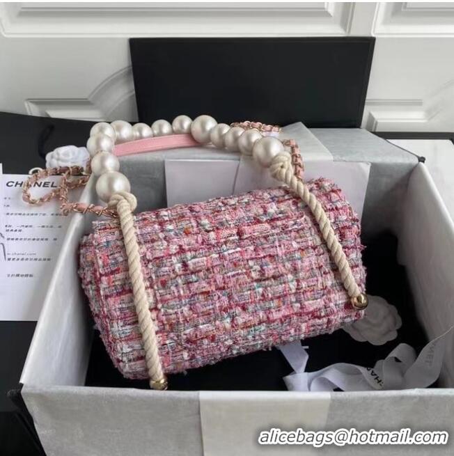 Reasonable Price Chanel Flap Bag Tweed 19SS Pink