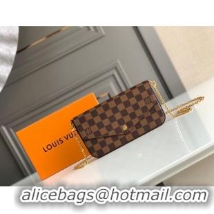 Buy Cheap Louis Vuitton Damier Ebene Canvas Original Leather Pochette Bag N63032 Red