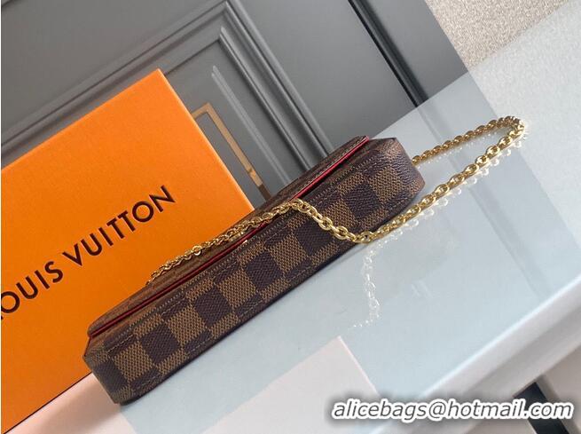 Buy Cheap Louis Vuitton Damier Ebene Canvas Original Leather Pochette Bag N63032 Red