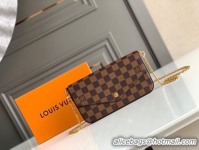 Buy Cheap Louis Vuitton Damier Ebene Canvas Original Leather Pochette Bag N63032 Red