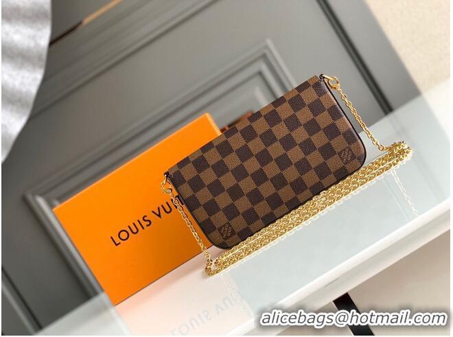 Buy Cheap Louis Vuitton Damier Ebene Canvas Original Leather Pochette Bag N63032 Red