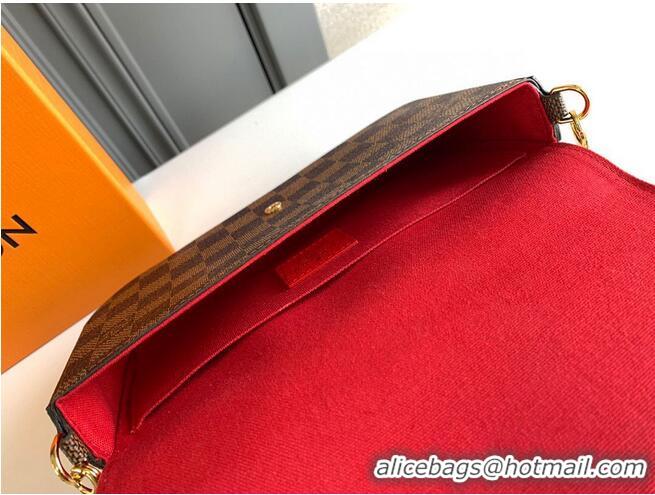 Buy Cheap Louis Vuitton Damier Ebene Canvas Original Leather Pochette Bag N63032 Red