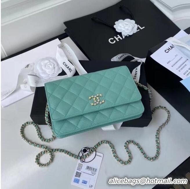 New Cheap CHANEL mini wallet on chain AP2136 Green