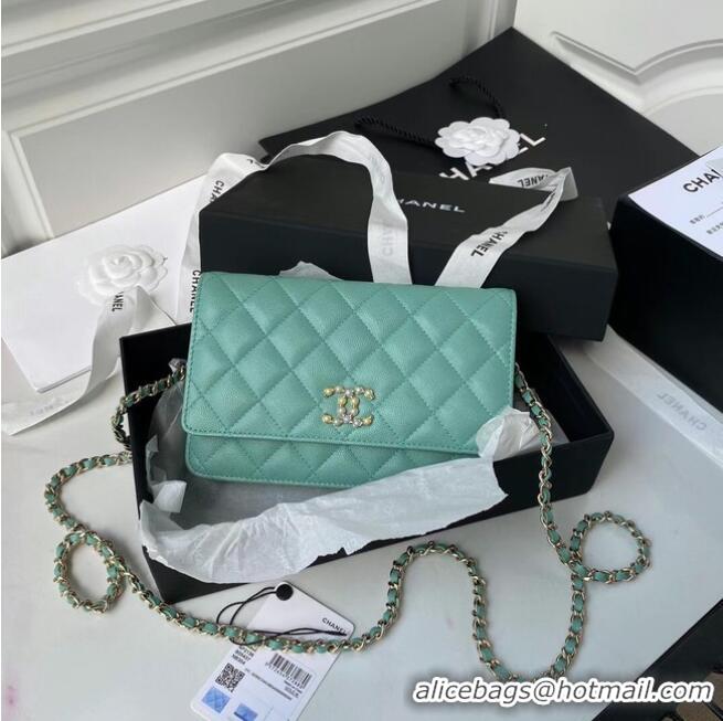 New Cheap CHANEL mini wallet on chain AP2136 Green