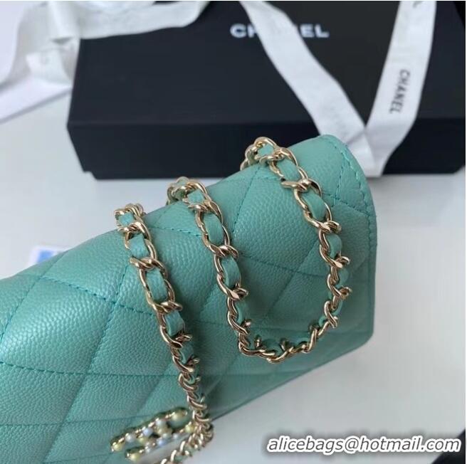 New Cheap CHANEL mini wallet on chain AP2136 Green