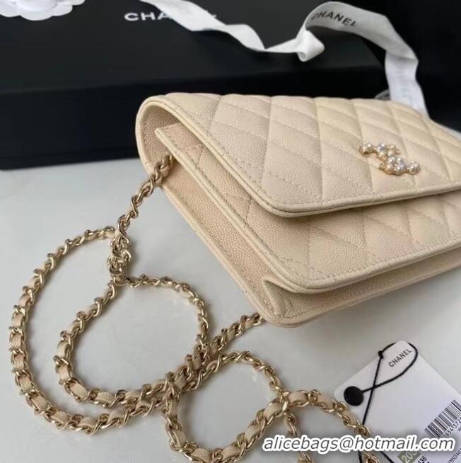 Best Price CHANEL mini wallet on chain AP2136 Apricot