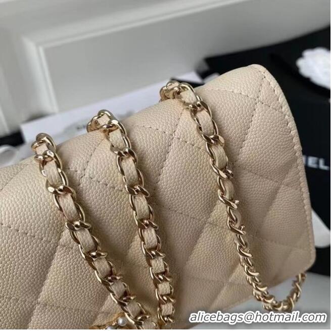 Best Price CHANEL mini wallet on chain AP2136 Apricot