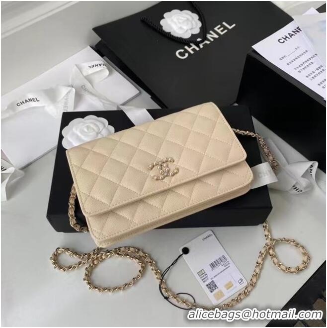 Best Price CHANEL mini wallet on chain AP2136 Apricot