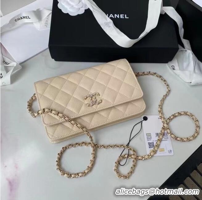 Best Price CHANEL mini wallet on chain AP2136 Apricot