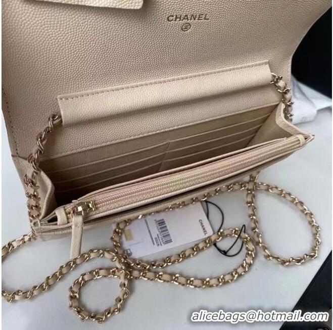 Best Price CHANEL mini wallet on chain AP2136 Apricot