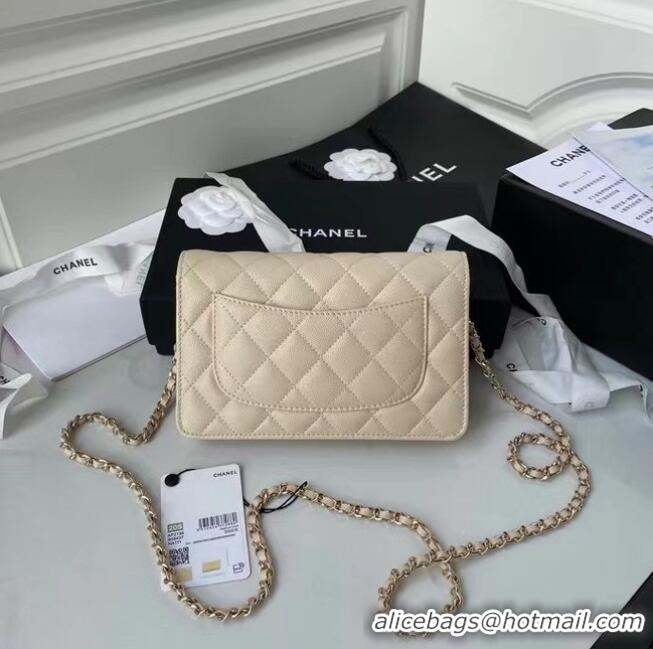 Best Price CHANEL mini wallet on chain AP2136 Apricot