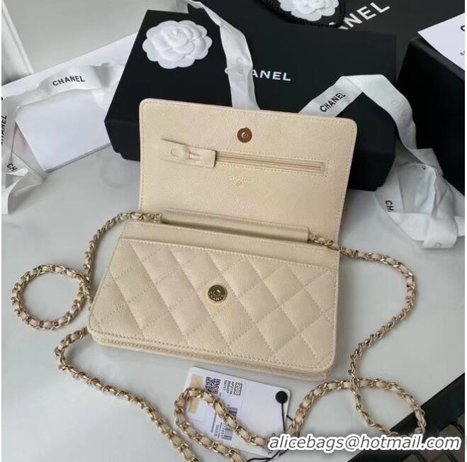 Best Price CHANEL mini wallet on chain AP2136 Apricot