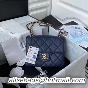 Most Popular CHANEL mini flap bag AS2468 Navy Blue