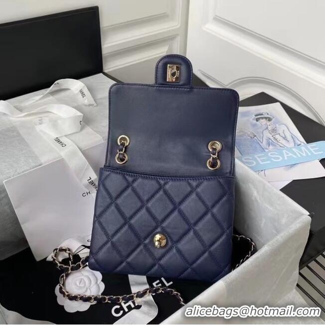 Most Popular CHANEL mini flap bag AS2468 Navy Blue