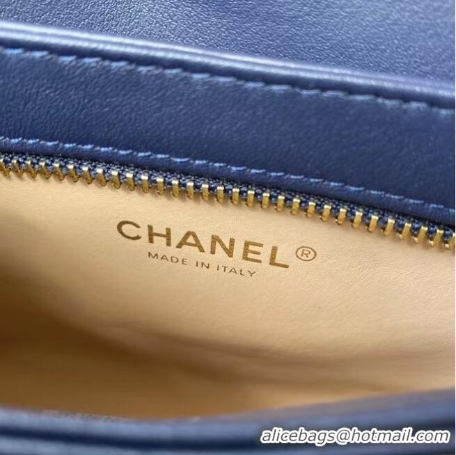 Most Popular CHANEL mini flap bag AS2468 Navy Blue